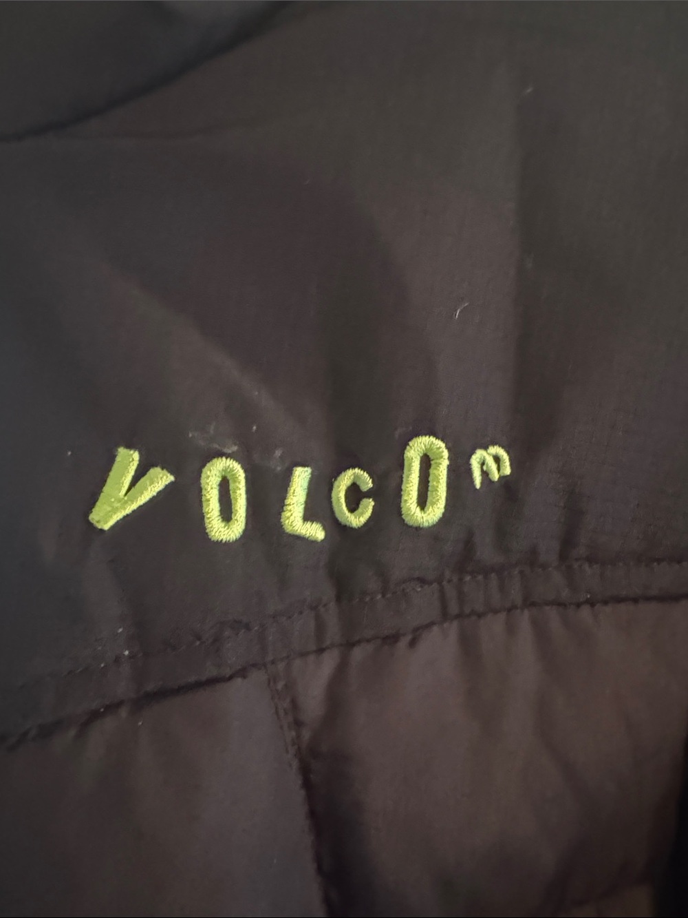 Volcom Black Quilted Jacket with Lime Logo - Picture 2 of 5